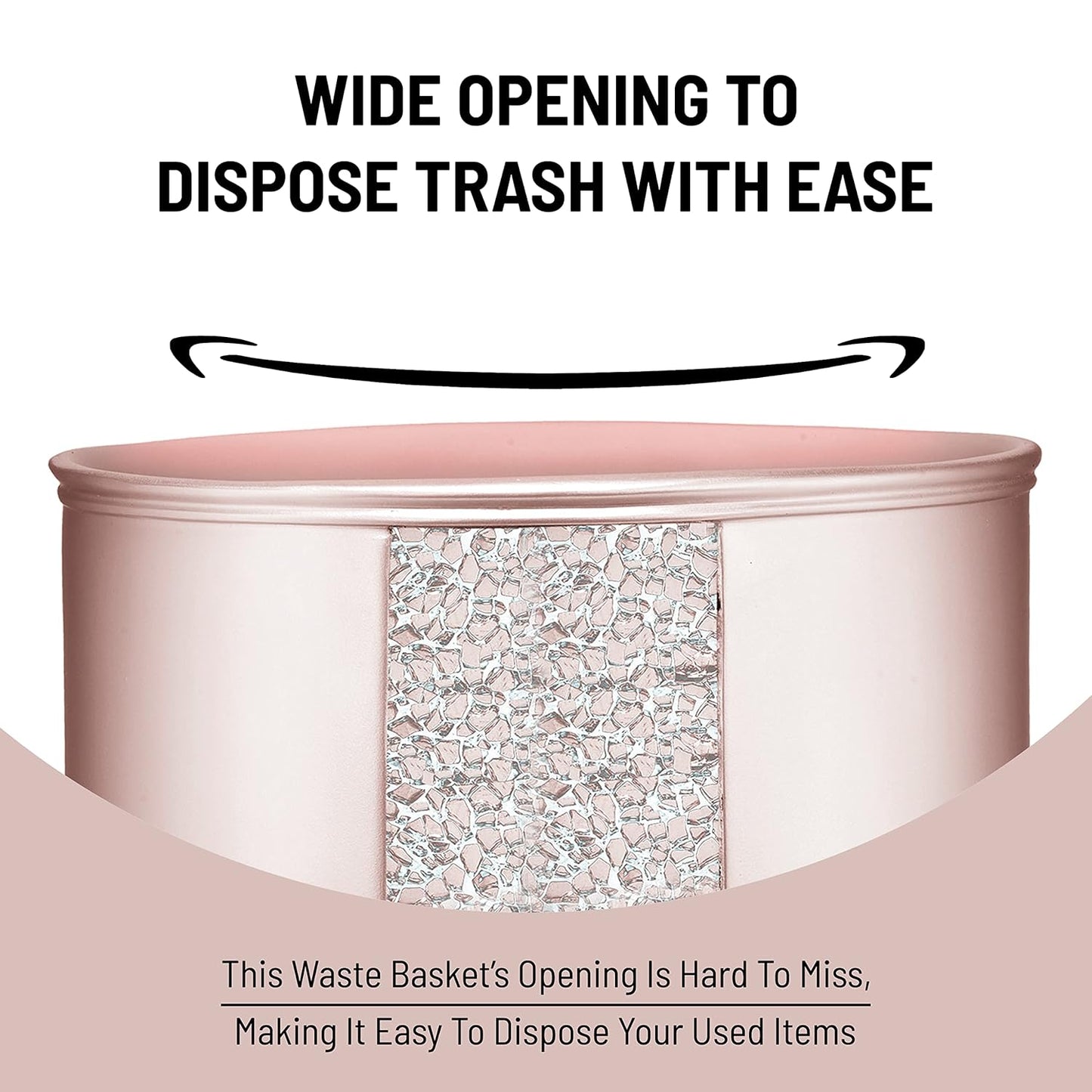 Zahari Home Sinatra Waste Basket Decorative Beautiful Designs Bathroom Bedroom Living Room Decor, Blush