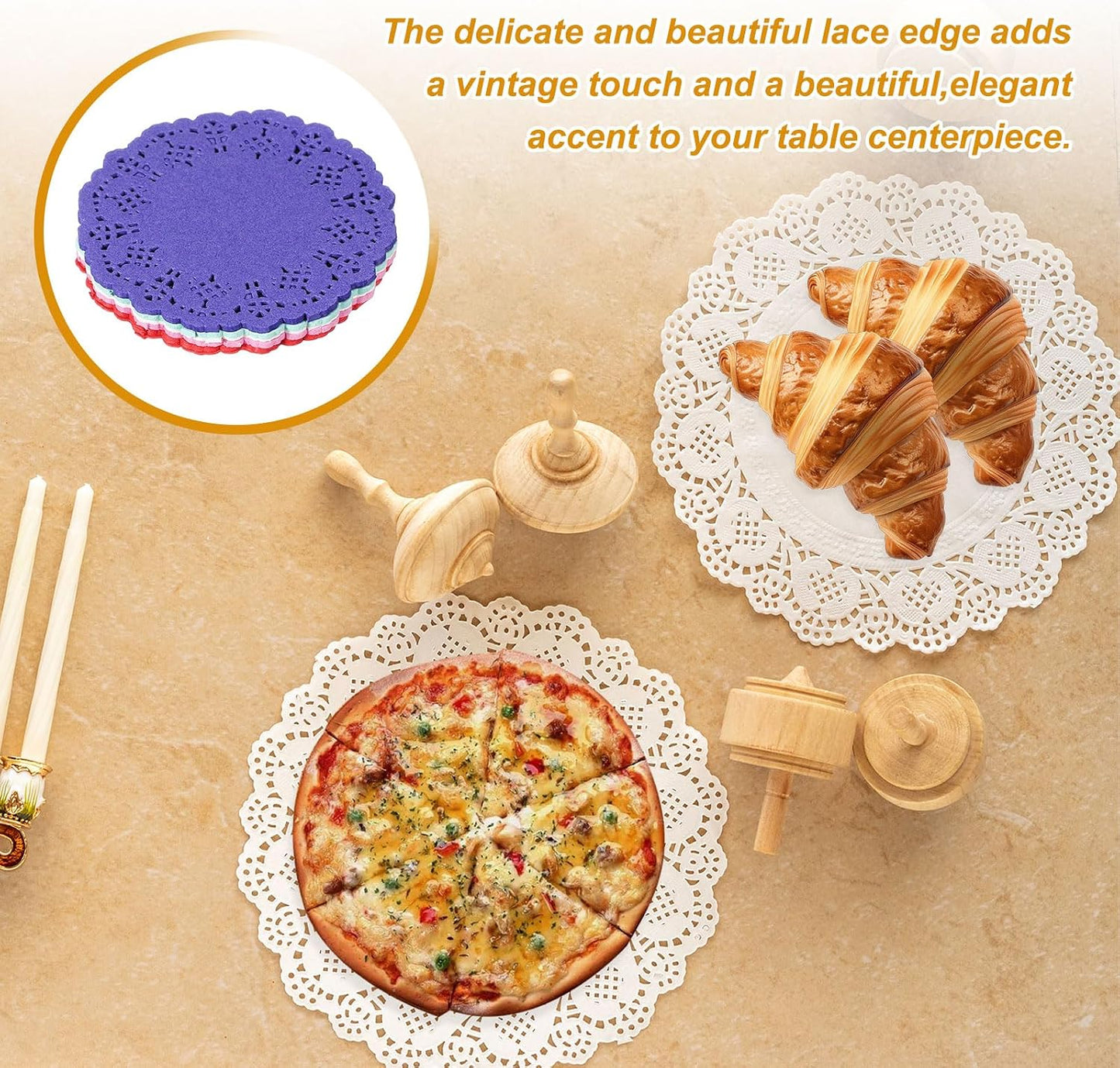 uxcell 50Pcs Paper Doilies, 10.5" Lace Doilies Round Paper Placemats for Dessert Cake Wedding Birthday Party Decorations Sandwiches Restaurants, Pink