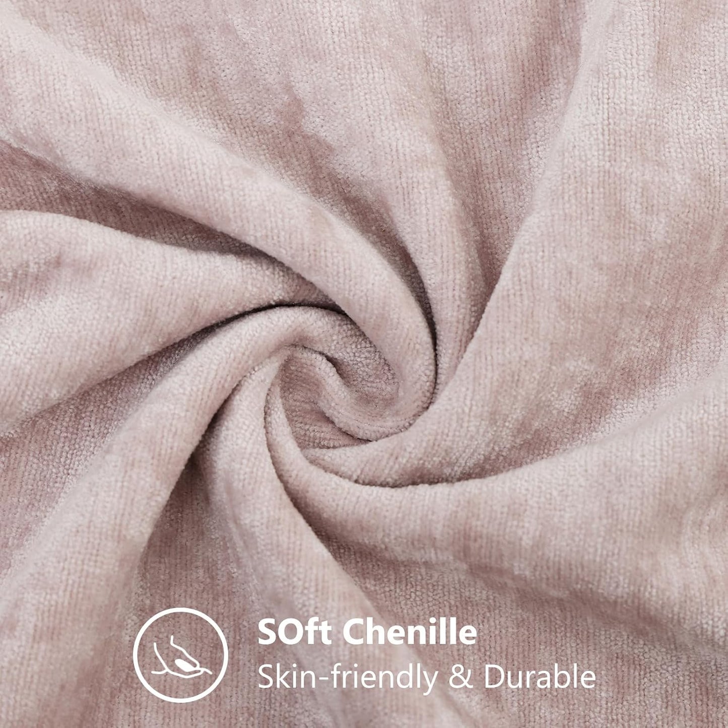 decorUhome Chenille Blush Pink Summer Throw Pillow Covers 12x20 Inch Set of 2, Decorative Soft Couch Pillow Covers Solid Dyed Accent Farmhouse Neutral Rectangle Pillow Cases for Sofa