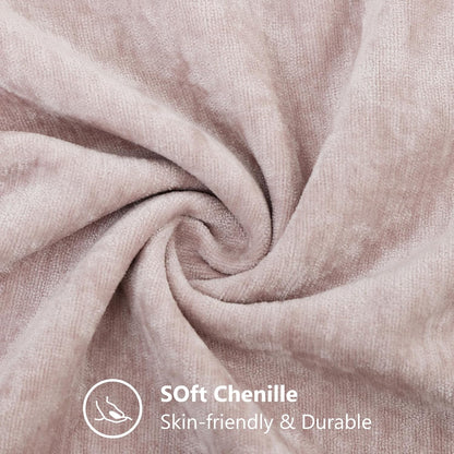 decorUhome Chenille Blush Pink Summer Throw Pillow Covers 12x20 Inch Set of 2, Decorative Soft Couch Pillow Covers Solid Dyed Accent Farmhouse Neutral Rectangle Pillow Cases for Sofa
