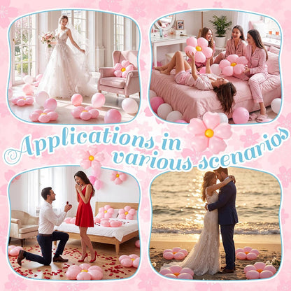Inflatable Cherry Blossoms Pool Floats with Air Pump, 14.5 Inch Sakura Floral Blow up Flowers PVC Floaties for Wedding Birthday Shower Bachelor Party Pool Decoartions