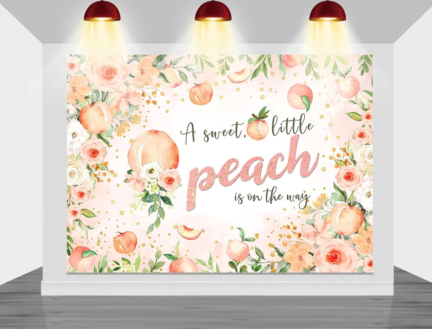 Mocsicka Peach Baby Shower Backdrop A Sweet Little Peach is on The Way Pink for Girls Baby Shower Party Decorations Peaches Floral Photography Background (Pink, 8x6ft(96"x72"))