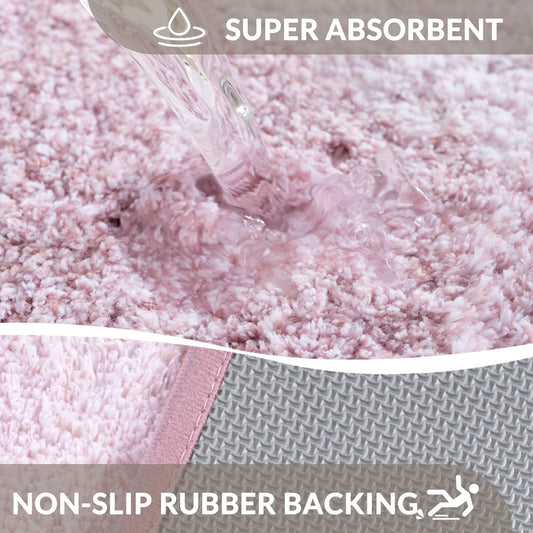 Exclusivo Mezcla Toilet Rugs U-Shaped 20x24, Extra Soft Non Slip Absorbent Microfiber Bath Rugs, Machine Washable Quick Dry Bath Mats for Toilet, Gradient Pink
