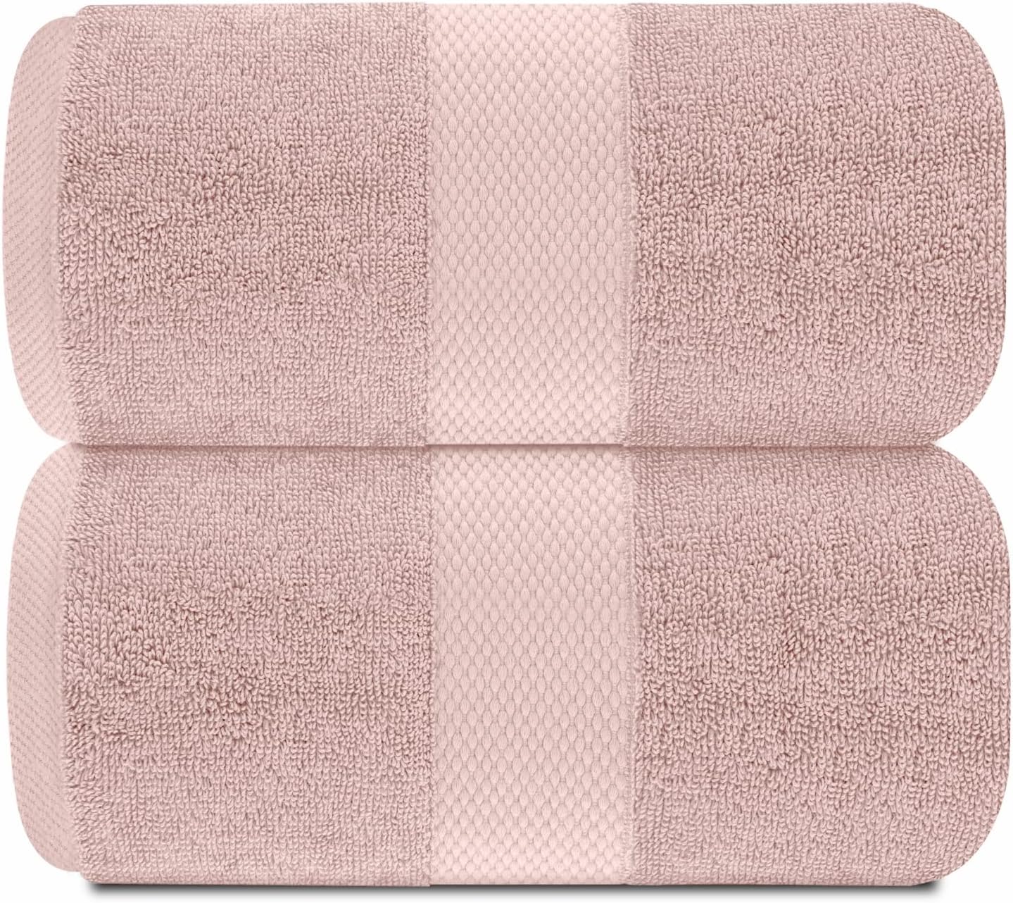 White Classic Pink 650 GSM Cotton Bath Sheet Towel - Extra Large 35x70, Luxury Soft, Highly Absorbent, Quick Dry, 2 Pack