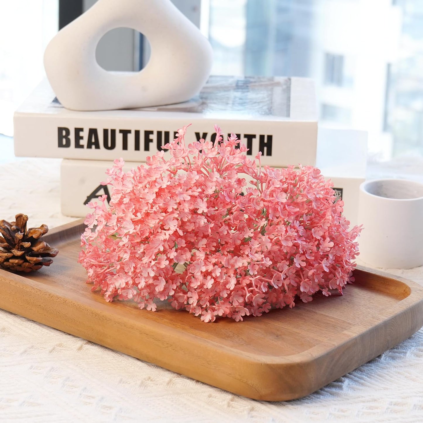 Babys Breaths Artificial Flower Bouquets, 12 Pcs Small Fake Babys Breath Faux Gypsophila Flowers for Home Office Party Decor, Baby Shower, Bridal Wedding Bouquet, Table Centerpieces