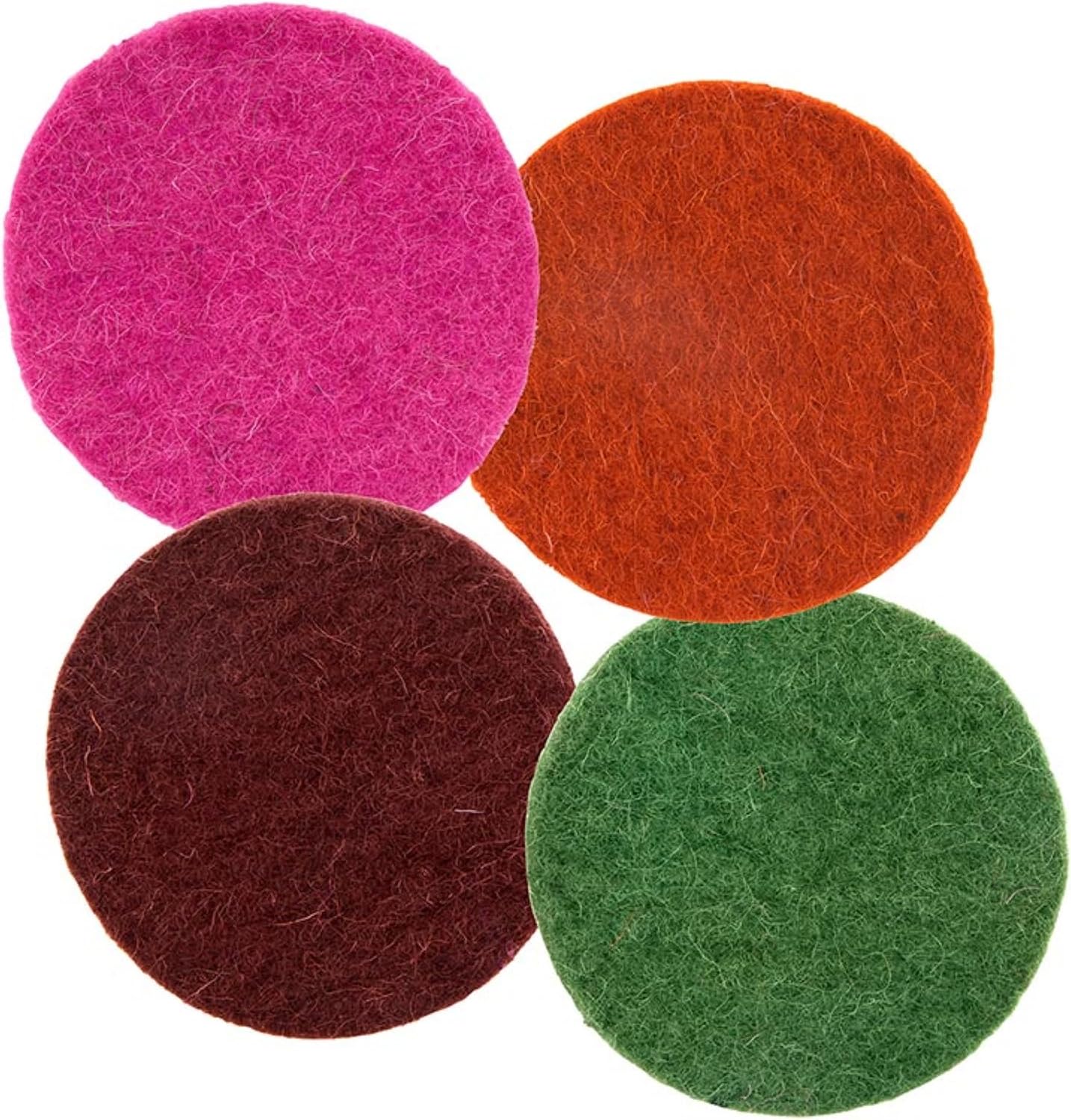 Santa Barbara Design Studio Wool Felt Coasters for Drinks Absorbent Round Moisture Wicking Coaster, Set of 4, Pink/Spice/Maroon/Green