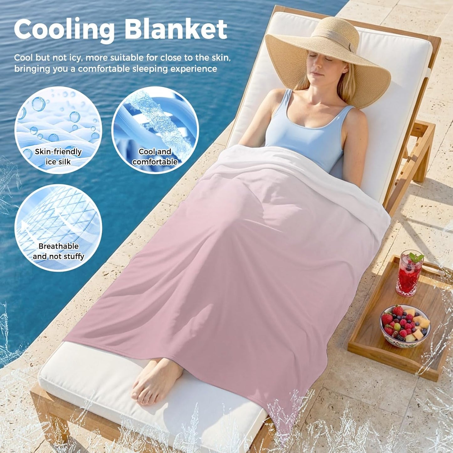 Cooling Blanket for Hot Sleepers Ombre Pink Lightweight Breathable Double Sided Summer Blanket Gradient Milky White Cooling Throw Blanket for Couch Bed Night Sweats 30"x40"