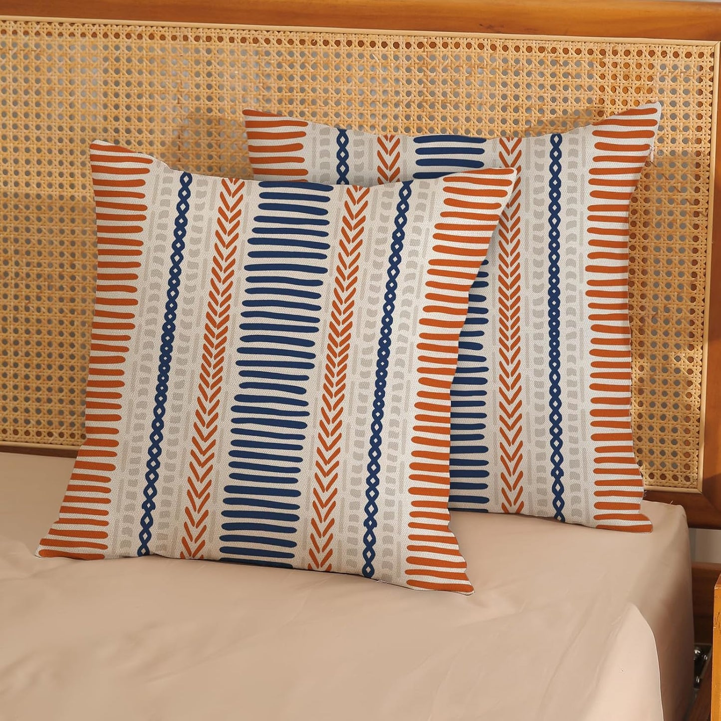 Pink Sage Green Pillow Covers 18x18 Inch 2 Pcs Boho Preppy Polka Dots Striped Decor Throw Pillows Modern Geometric Outdoor Farmhouse Decoration Pillowcase Linen Cushion Cover for Couch Sofa