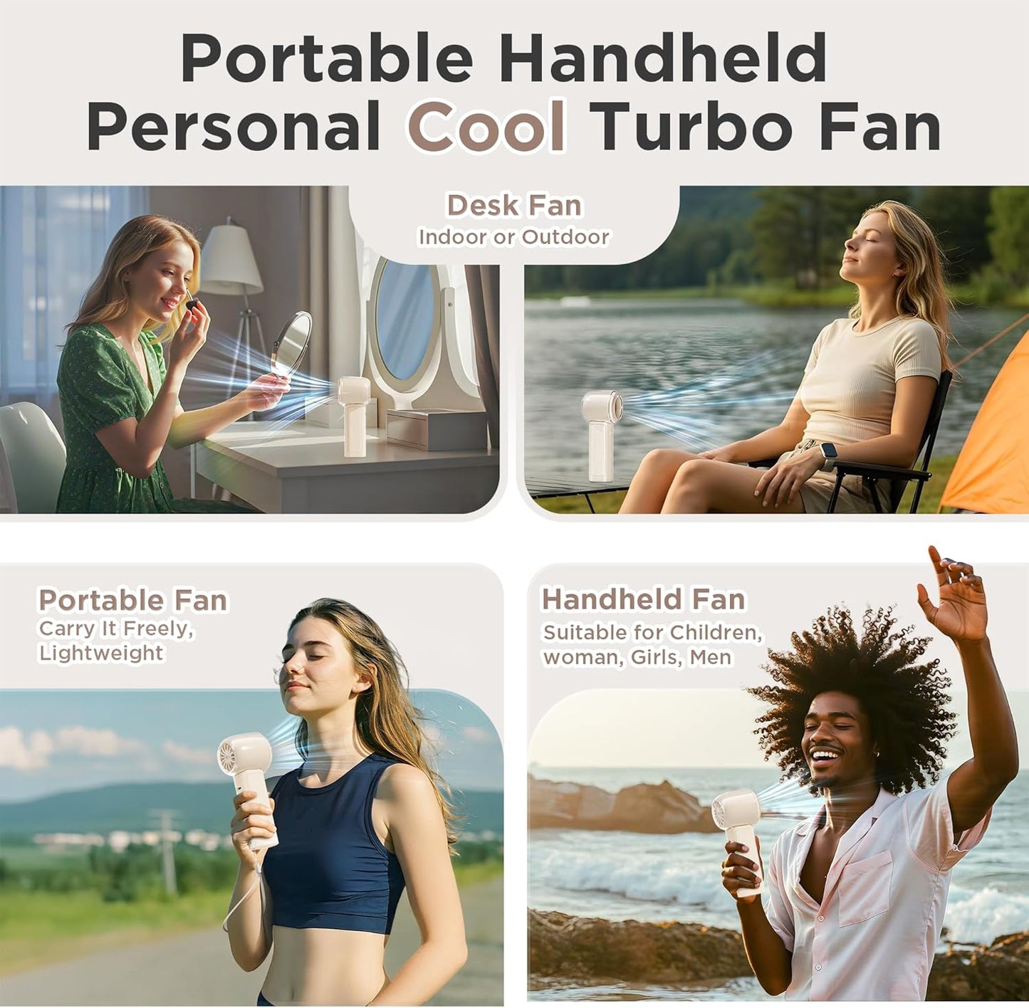 Portable Handheld Personal Cool Fan for Travel - 4000mAh Rechargeable Battery Powerful Mini Fan for Personal,Women,Men,15000RPM High Speed,18H Cooling Time,Summer Essential for Outdoor,Camping,Hiking