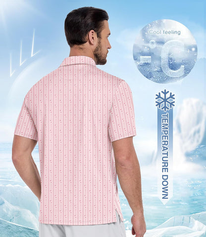 ZITY Men's Golf Polo Shirt Short Sleeve Performance Moisture Wicking Collared Print Shirt for Golf and Casual Wear
