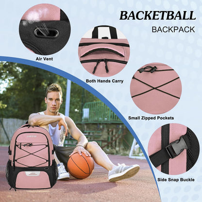 LARIPOP Basketball Backpack Large Basketball Bag with Ball Holder & Shoe Compartment for Adults Men Women