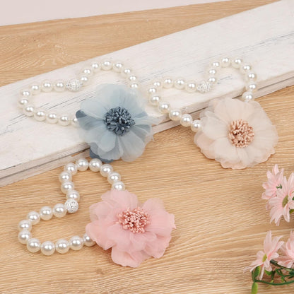 2 Pack of Pearl Magnetic Curtain Tiebacks with Handmade Flower Decorative Curtain Holdbacks Curtain Ties Magnetic Tie Backs for Curtains (2, Pink)
