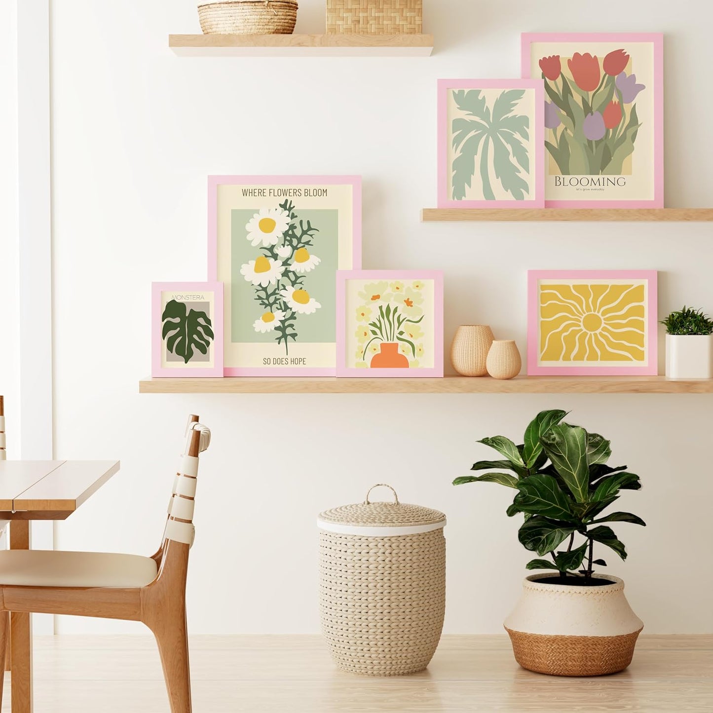 Vittanly 4x6 Picture Frame, Solid Wood Frame with Plexiglass, Includes 3.5x5 Mat, Wall Hanging or Tabletop for Photos, Home Decor, Pale Pink, 1 Pack
