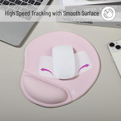 Mr. Pen- Ergonomic Mouse Pad with Wrist Rest, Blush Pink Breathable Fabric with Memory Foam Cushion, Non-Slip Rubber Base, Gel Mouse Pad with Wrist Support