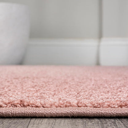 JONATHAN Y Haze Solid Low-Pile Pink 3x5 Oval Indoor Area Rug, Coastal,Bohemian,Minimalist,Classic, Easy-Cleaning for Living Room,Bedroom,Kitchen,Pet Friendly,Non-Shedding (SEU100P-3OV)