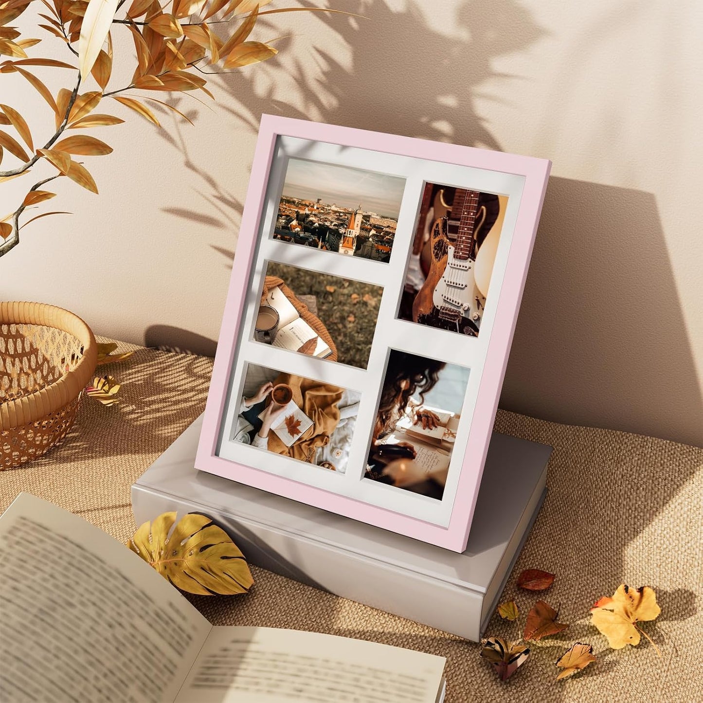 Vittanly 11x14 Collage Picture Frame, Displays 5Pcs 4x6 Pictures with Mat or 1Pc 11x14 without Mat for Wall Mounting, Picture Frames Collage Wall Decor in Pale Pink, 1 Pack