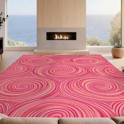Design&I 4'x6' Easy Clean Abstract Abstract Accent Rug, Peach for Playroom, Bedroom, Reading Nook, Sleek Flatweave Pet Friendly & Non-Slip Built-in Grip Floor Covering | 1967231