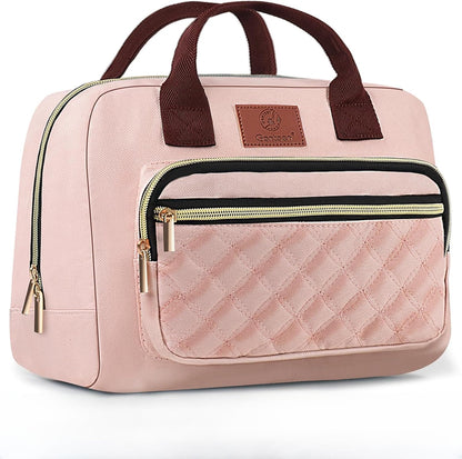Genteen Lunch Box for Women Girls Teens,Insulated Adult Lunch Boxes for Women,Reusable Cute Lunch Bags for Work,High Capacity Tote Lunchbox Cooler for Office Travel Picnic School-Pink