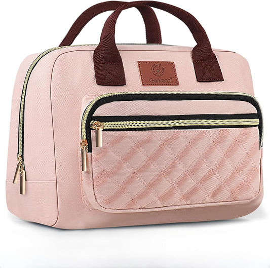 Genteen Lunch Box for Women Girls Teens,Insulated Adult Lunch Boxes for Women,Reusable Cute Lunch Bags for Work,High Capacity Tote Lunchbox Cooler for Office Travel Picnic School-Pink