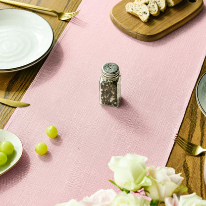 Artoid Mode Blush Pink Tassel Table Runner, Linen Blend Rustic Farmhouse Style Kitchen Table Decoration Holiday Wedding Party Dinning Decor 13x72 Inch