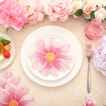 Qilery 100 Pcs Flower Shaped Napkins Disposable Floral Paper Napkins Summer Decorative Flower Tableware for Wedding Bridal Baby Shower Spring Birthday Dinner Party Decor(Pink)