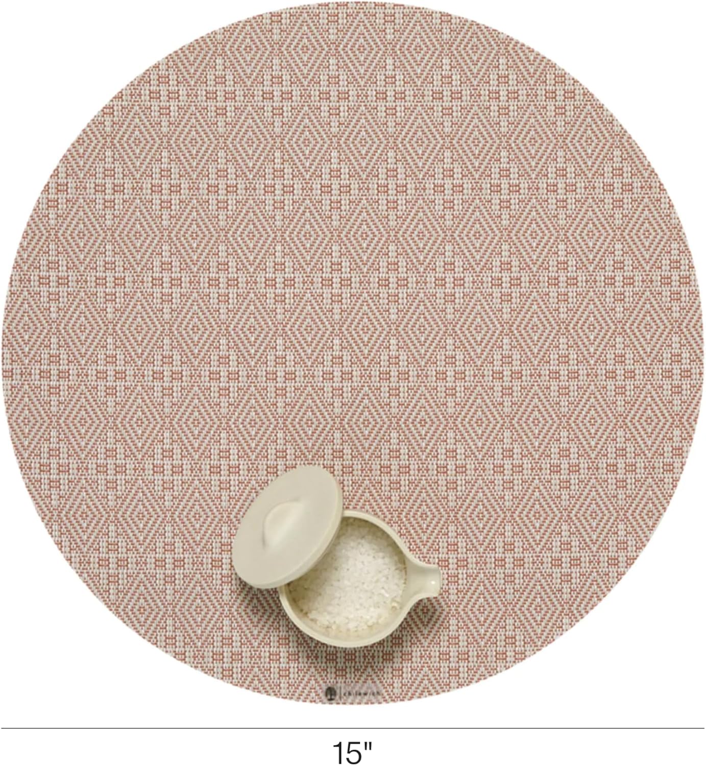 Martha by Martha Stewart | Chilewich Boxwood Placemats in Burnt Coral - Set of 4 - Easy Care Woven Tabletop Textiles - Indoor/Outdoor - 15" Round