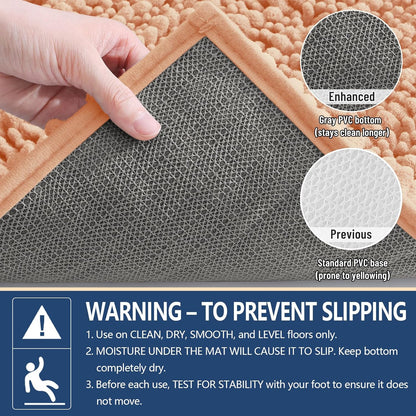 Arotive Luxury Bathroom Rugs 30x20, Extra Soft Thick Absorbent Shaggy Chenille Bath Rugs, Non-Slip Machine Wash Dry, Bath Mats for Bathroom Floor, Tub and Shower, Home Decor Accessories, Peach