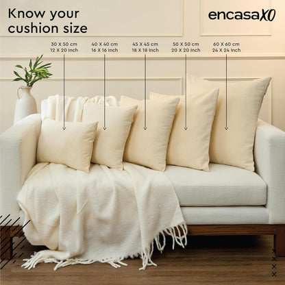 Encasa XO Thick Chenille Throw Pillow Covers Set of 2 | Peach - (18"x18") (45x45 cm) | Decorative Accent Square Throw Pillow Cases for Couch, Home Decor, Sofa