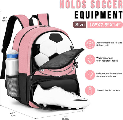 Hsmihair Youth Soccer Bag-Soccer Backpack&Backpack for Football Basketball,with Ball Compartment Separate Cleat Package