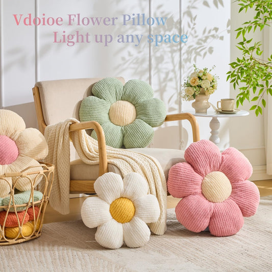 Flower Pillow, Pink Throw Pillow Daisy Decorative Pillow Cushion 15.75" Pink Home Decorative Pillows for Bed, Sofa, Couch