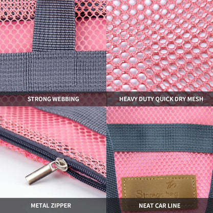 TOPASION Mesh Shower Caddy Bag Portable Hanging Toiletry and Bath Organizer with Zipper for Travel, Gym, Camping, College Dorms, Beach