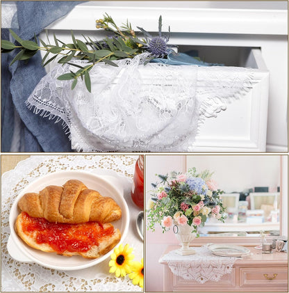uxcell Retro Lace Placemat 12x16-in Oval Embroidered Table Place Mats French Crochet Doilies Coasters Cup Mat for Home Wedding, Peach Pink