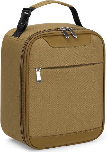 Tuwubi Lightweight Insulated Lunch Bag for Men Women & Kids - Portable Lunch Tote with Clip-On Handle for Work, School & Gym, 6 Can Capacity, Khaki