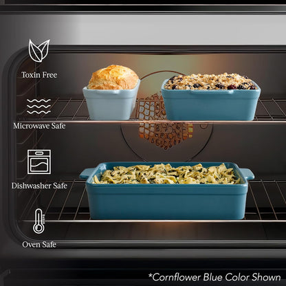 Best Choice Products 3-Piece Ceramic Bakeware Set, Stoneware Baking Dishes, Porcelain Casserole Bakeware Dishes, Serving Dishes - 9x12 Casserole, Loaf Pan, 8x8 Baking Dish - Pink Champagne