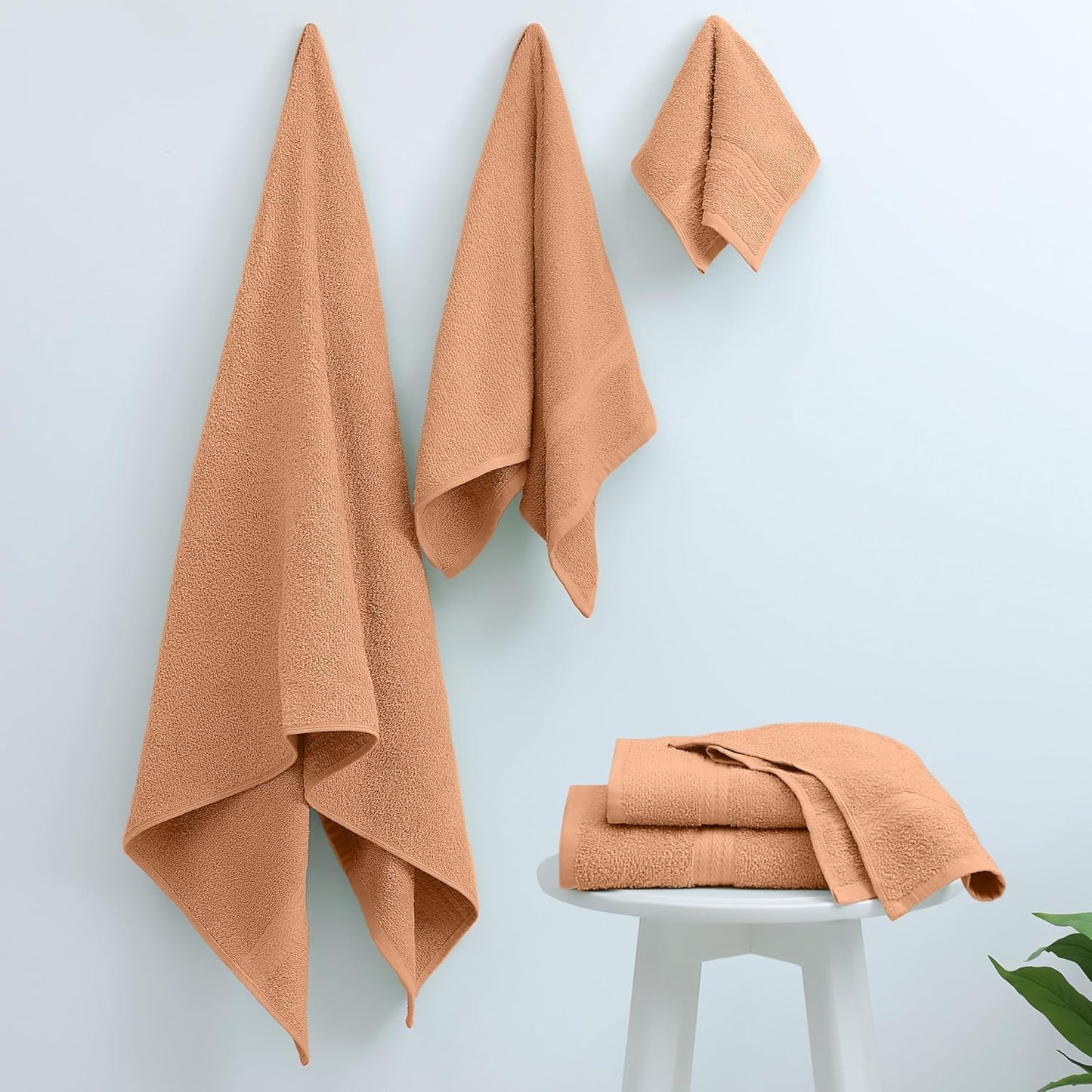 Martex Easy Living Everyday 6-Piece Bathroom Towel Set – 2 Bath Towels, 2 Hand Towels, 2 Wash Cloths – 100% Cotton – Soft & Quick-Dry Towels - Peach