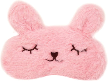 Honbay Plush Rabbit Sleeping Eye Mask Cute Cartoon Animal Eye Mask for Little Girls (Pink)