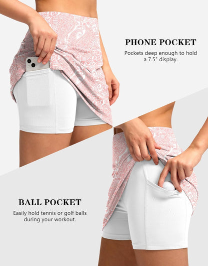 G Gradual Women's Golf Skirts Skort 4 Side Pockets High Waisted Stretchy Tennis Skirt with Short Athletic Casual