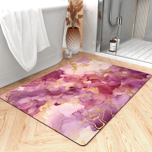 Bath Mat, Ultra Thin Bath Rugs, Rubber Mats for Bathroom, Quick Dry, Non-Slip, Machine Washable, Fit Under Door, Absorbent Bathroom Rug, 24 x 48in
