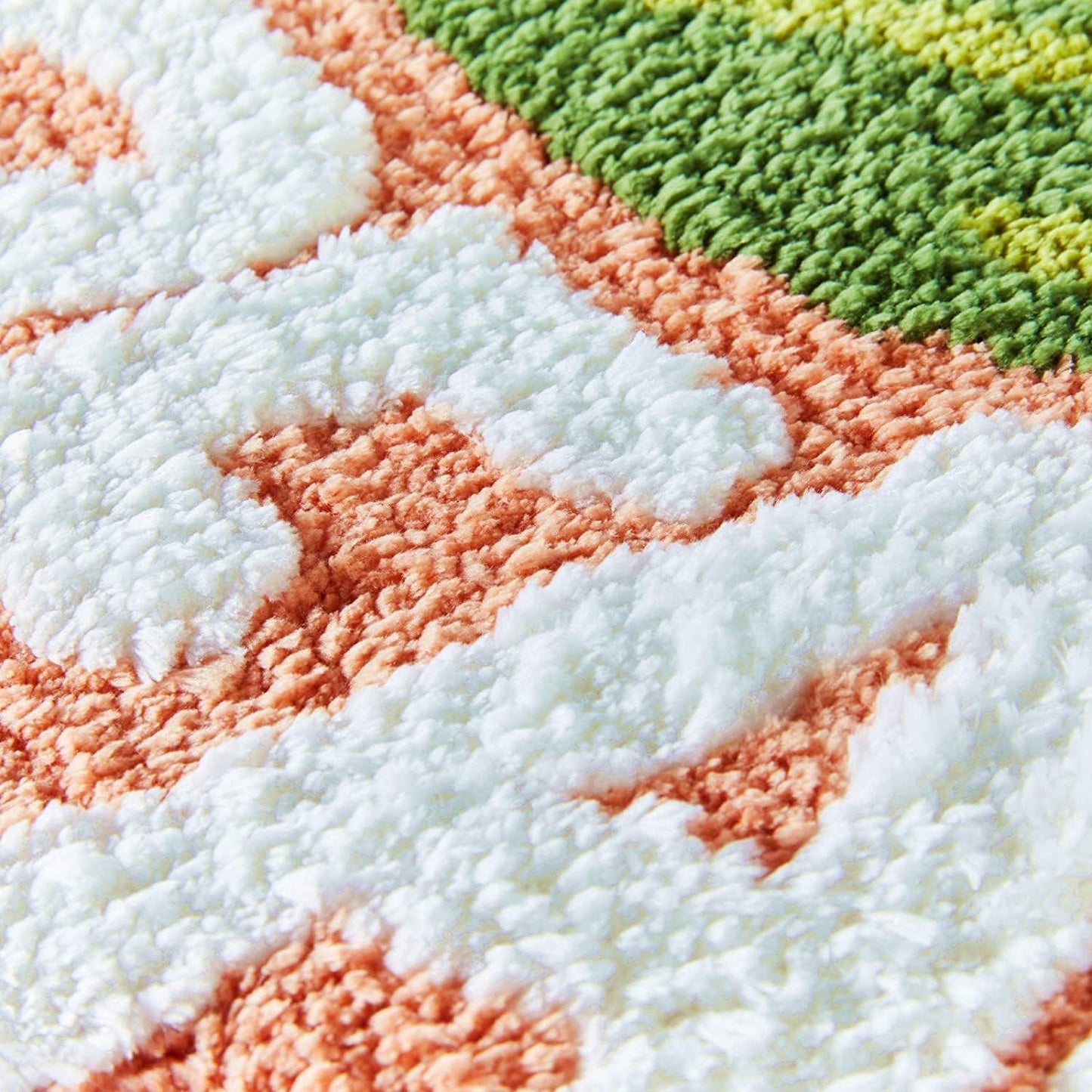 Peach Clean Bath Mat, Decor Door Mat Bathroom Area Rug Peachy, Soft & Absorbent Plush Coral Fabric, Also for Bedroom, Toilet Non-Slip and Washable