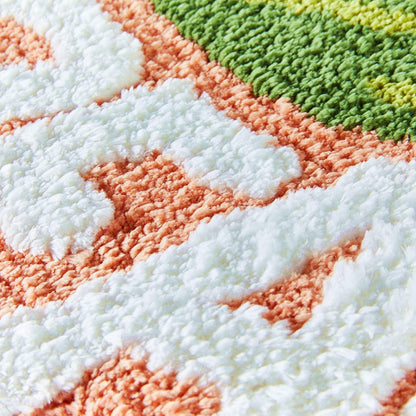 Peach Clean Bath Mat, Decor Door Mat Bathroom Area Rug Peachy, Soft & Absorbent Plush Coral Fabric, Also for Bedroom, Toilet Non-Slip and Washable