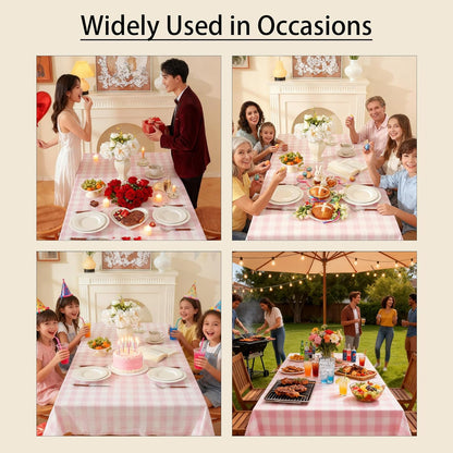 Gingham Tablecloth Rectangle Checkered Table Cloth Cotton Linen Fabric Wrinkle Free Washable Buffalo Plaid Table Cover for Kitchen Dining Picnic Camping, Pink and White, 55 * 70 inch