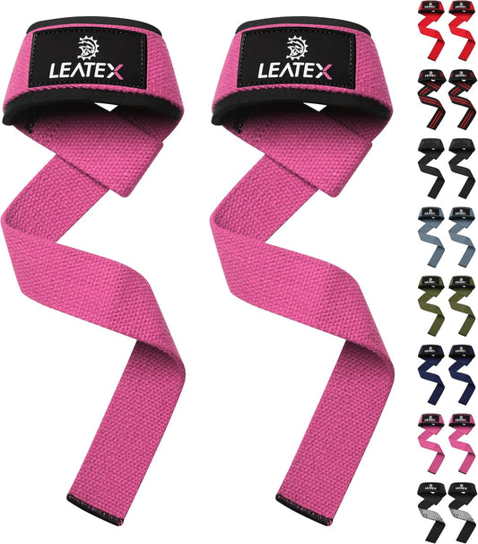 Lifting Wrist Straps for Weightlifting, Straps Gym Grip Power Workouts Lifting Straps Padded Neoprene & Premium Cotton Men Women, Deadlift Bodybuilding Exercise Lifting Straps