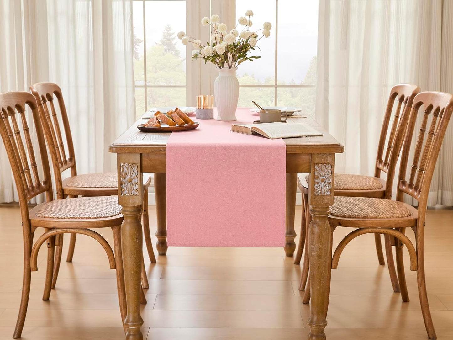 YATOJUZI Pink Table Runner Valentines Day Seasonal Summer Kitchen Dining Coffee Table Decoration 72 Inches Long Waterproof Farmhouse Rustic Table Runner Pink Home Wedding Party Decor 16x72Inch