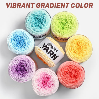 Blanket Perfect Ombre Cake Yarn - Baby Yarn for Crocheting Soft - 3 Pack of 10.6oz/300g - #6 Super Bulky - 197 Yards for Knitting, Crafts & Amigurumi, Chunky Chenille Yarn(3 Peach Blossom)