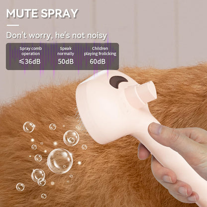 Dog Steam Brush 3-in-1 Spray Bath Brush for Dog and Cat, Pet Hair Removal Comb for Long & Short Haired Pets, Self Cleaning Grooming Brush Can Help to Comb a Pet's Fur and Remove Fleas Pink