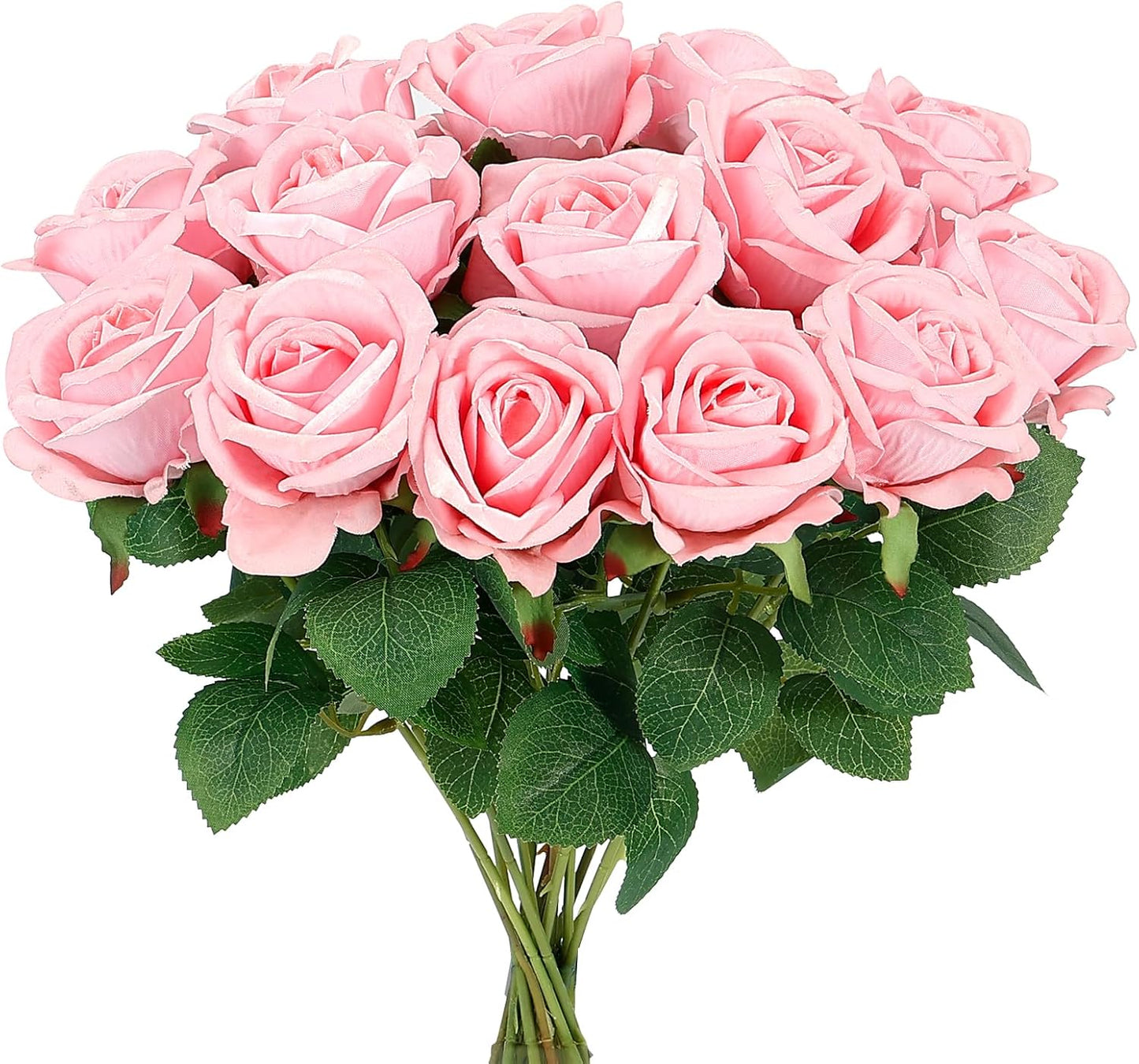 Auihiay 14PCS Pink Fake Roses, Artificial Roses Flowers with Long Stems for Mother's Day, Valentine's Day, Wedding Bouquet, Baby Shower, Birthday, Home & Party Decor