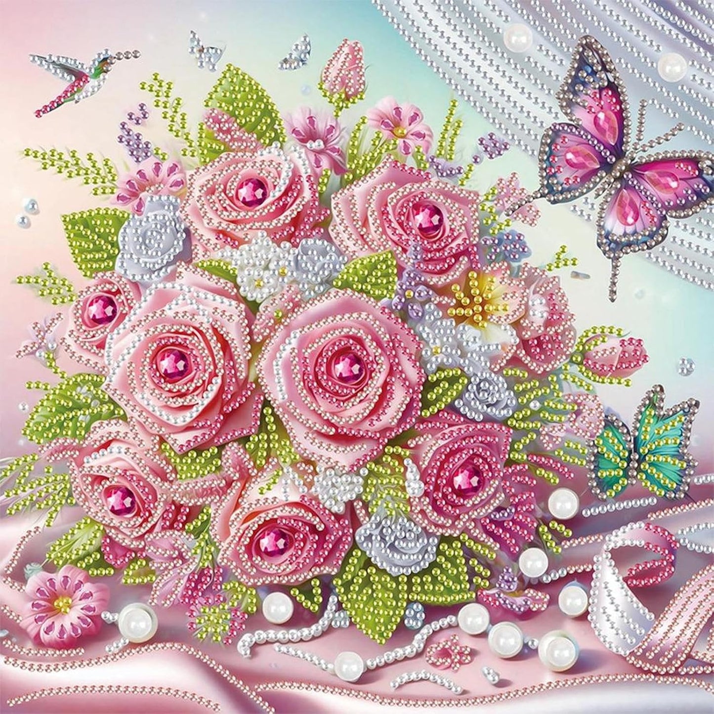 LAKEQUILL 5D DIY Partial Special Shaped Drill Art Painting Kit Flower Decor 30x30cm (AT615)