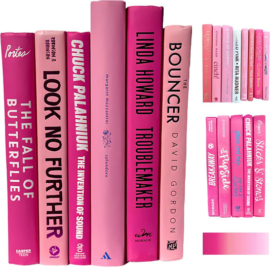Decorative Books for Home Decor – Real Hardcover Stack in Curated Colors, Coffee Table Collection, Interior Design Aesthetic, Recycled Library Decorations (Pink, Set of 3 Books)