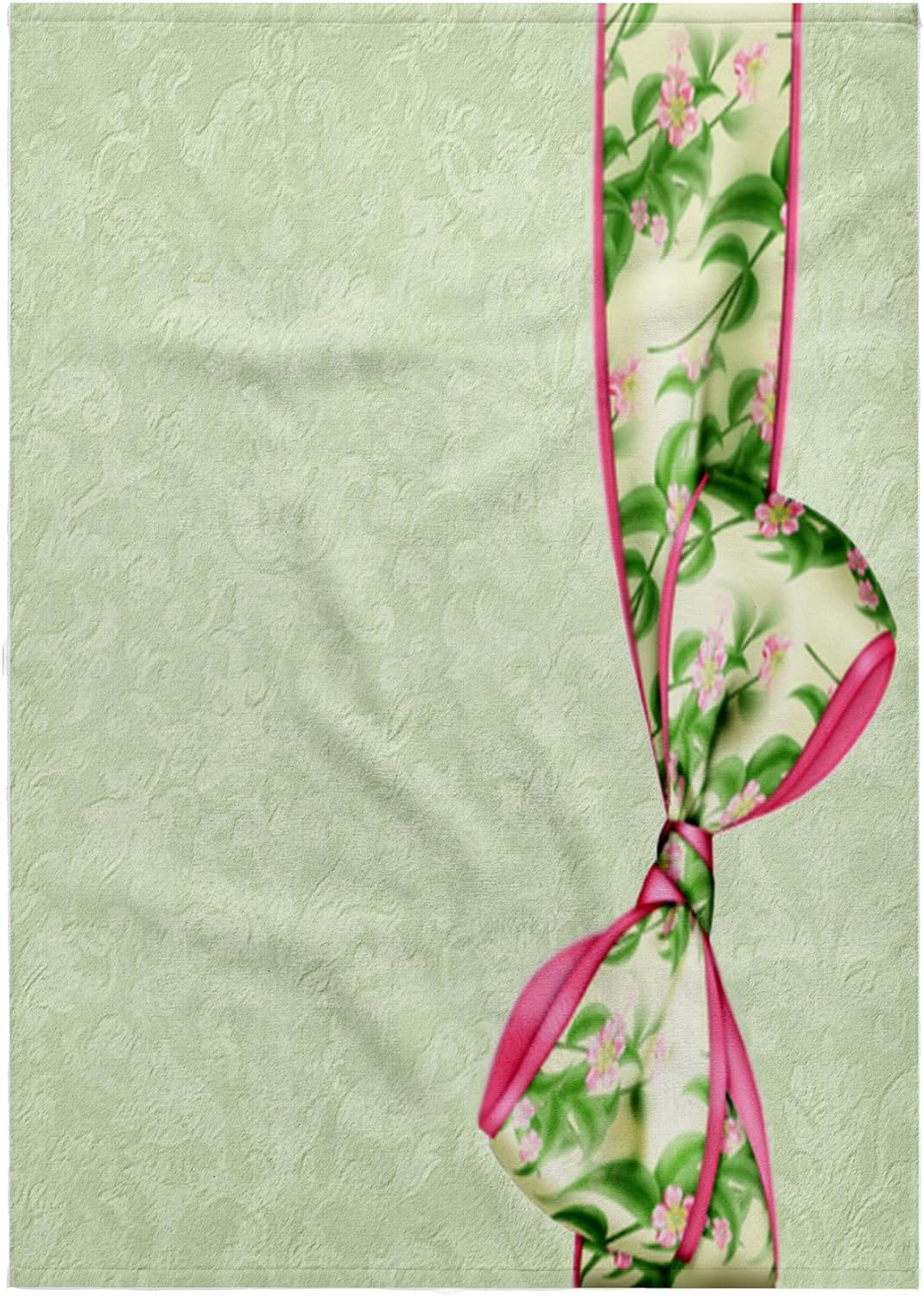 3dRose Green and Pink Floral Bow on Pastel Green Grunge Damask Background 22x30 Bath Hand Pool Towel
