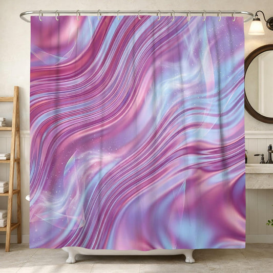 Waves Shower Curtain, Abstract Modern Swirl Gradient Summer Peach Polyester Waterproof Design Print Bath Curtains Decor for Bathroom Guest Room 72x72 Inch